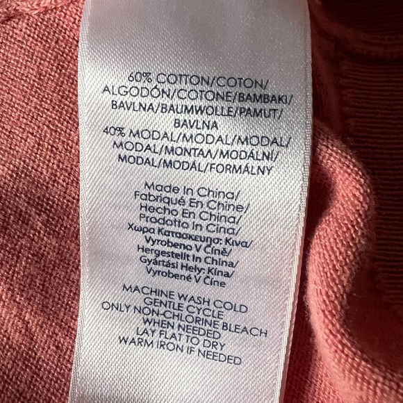 Chaps 3/4 Sleeve Dolman Sweater Salmon Pink Size Small S V-Neck Modal Cotton - Picture 9 of 11